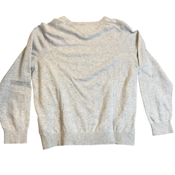 Tommy Hilfiger Mens Sweater Large V-Neck Preppy Old Money Gray Pullover Casual - Picture 2 of 6